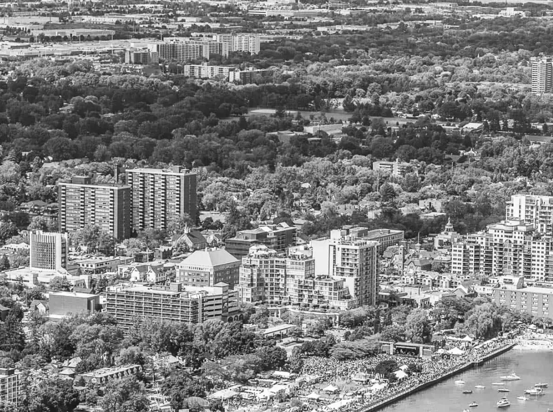 Aerial view of Burlington waterfront