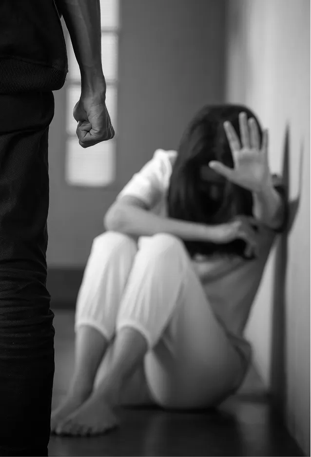Person shielding themselves during a confrontation